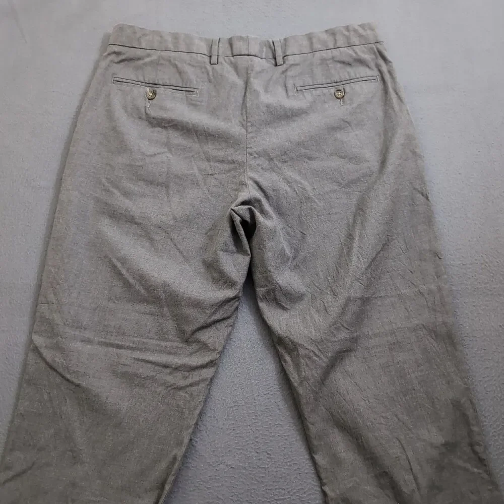 J. Crew Men 34X32 (35X31) Gray Classic Fit Straight Leg Flat Front Dress Pants